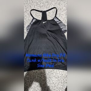 Nike Women's Black and White Dry Fit Tank Top